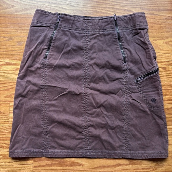 ATHLETA A-Line Maroon Linen Skirt Size‎ Medium Womens Zipper Pockets Knee Length - Picture 2 of 13